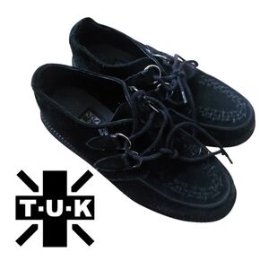T-U-K Black Suede Leather Unisex Shoes Men's 8 / Women's 10